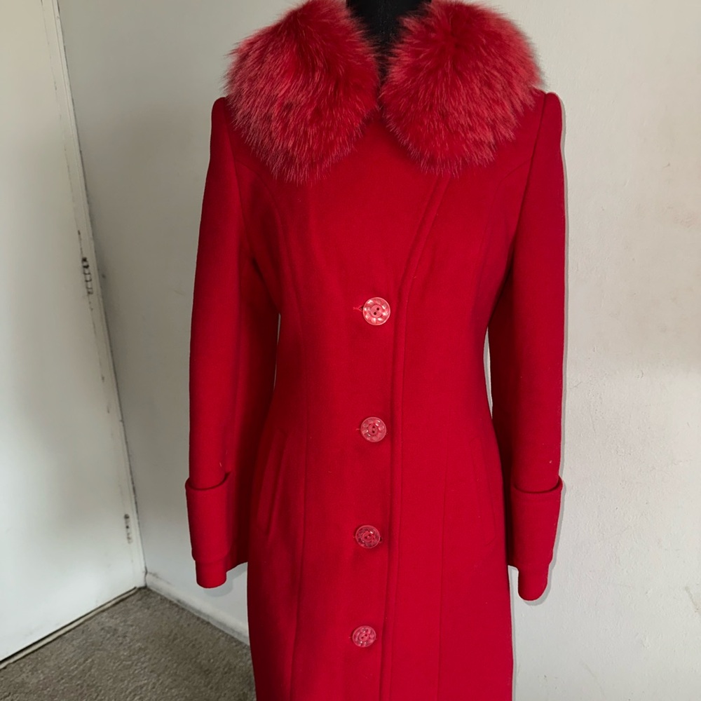 Red wool winter coat